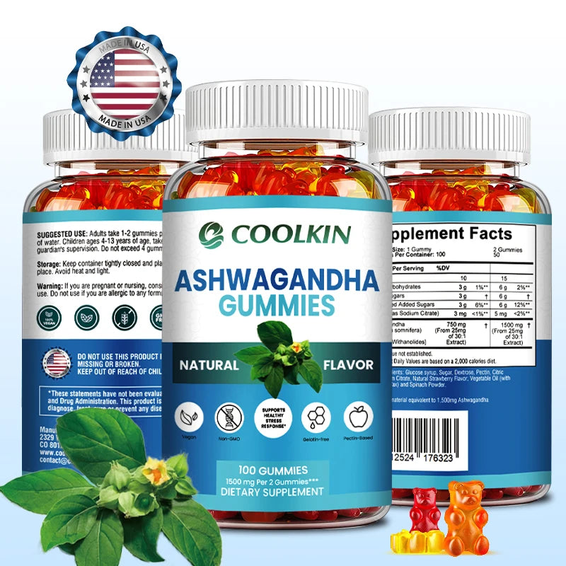 Ashwagandha Gummies - Enhance Physical Strength and Endurance Relieve Stress and Anxiety Improve Sleep Quality Antioxidant