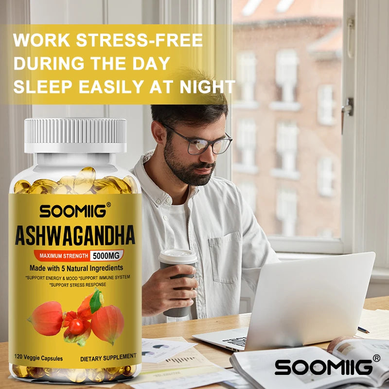 Ashwagandha biologique – Complément pour soulager le stress et soutenir le système immunitaire, favorise des niveaux d’énergie équilibrés, gélules vegan sans OGM