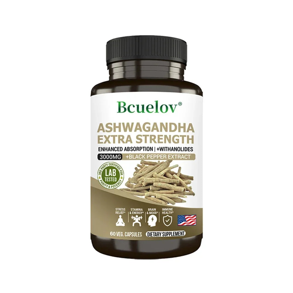 Ashwagandha Extract 3000 Mg Root Anti-Stress Anxiety Supplement - Supports Better Sleep, Mood, Energy, 120 Capsules