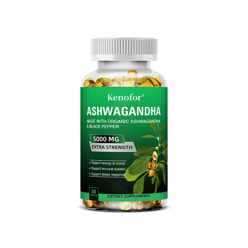 Complément d’Ashwagandha 4800 mg – Adaptogène naturel, améliore le cerveau et la mémoire, l’humeur, le sommeil et l’énergie – 120 gélules