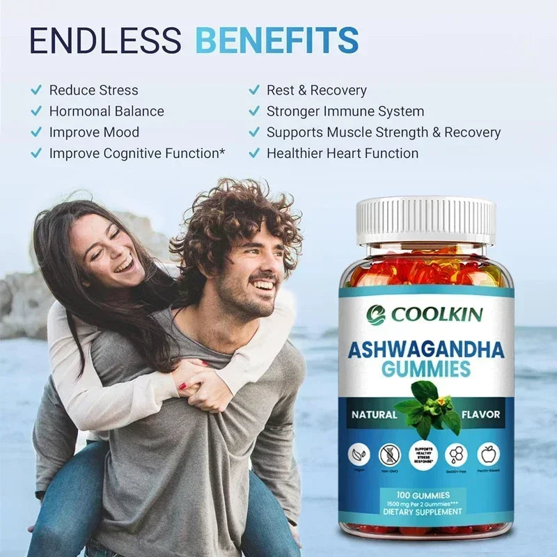 Ashwagandha Gummies - Enhance Physical Strength and Endurance Relieve Stress and Anxiety Improve Sleep Quality Antioxidant
