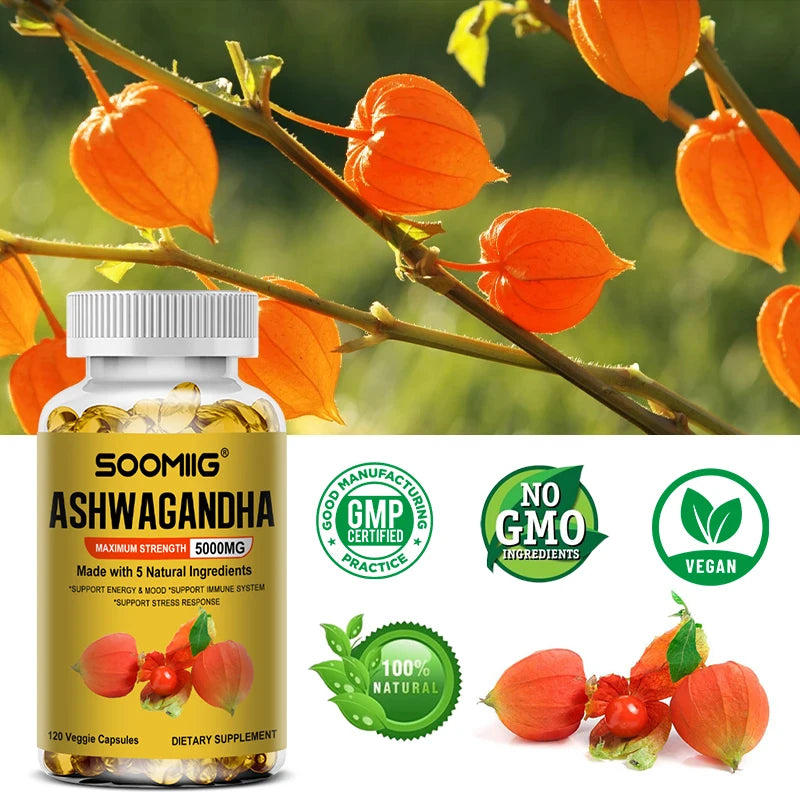 Ashwagandha biologique – Complément pour soulager le stress et soutenir le système immunitaire, favorise des niveaux d’énergie équilibrés, gélules vegan sans OGM