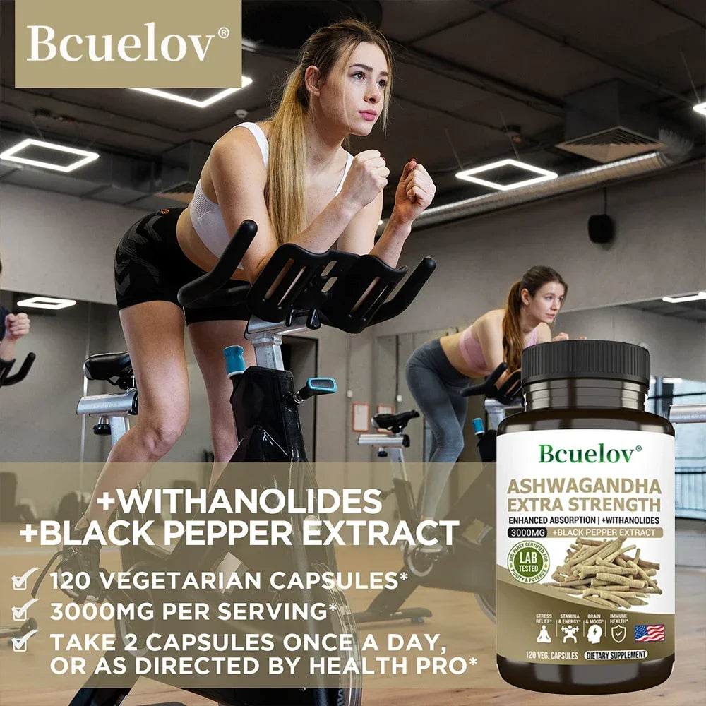 Ashwagandha Extract 3000 Mg Root Anti-Stress Anxiety Supplement - Supports Better Sleep, Mood, Energy, 120 Capsules